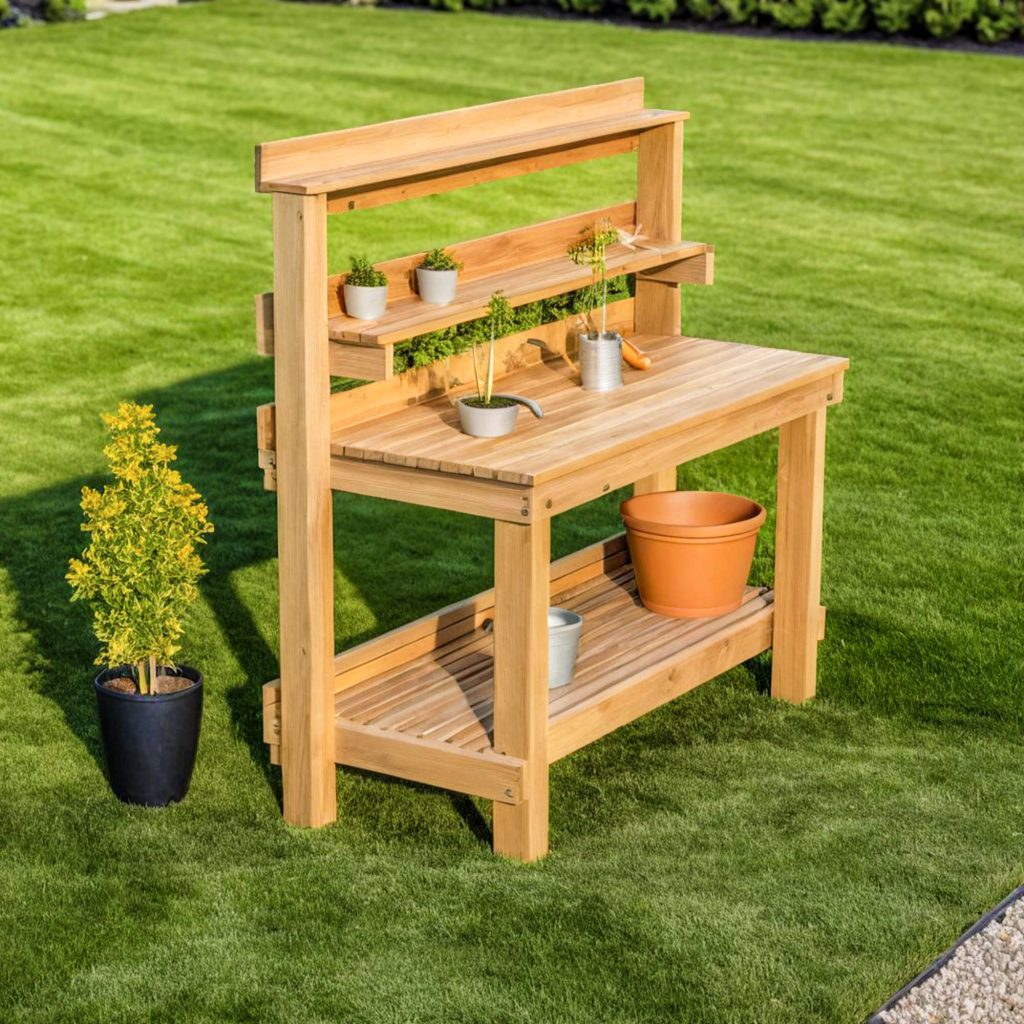 Potting bench woodworking plan – Easy DIY garden project