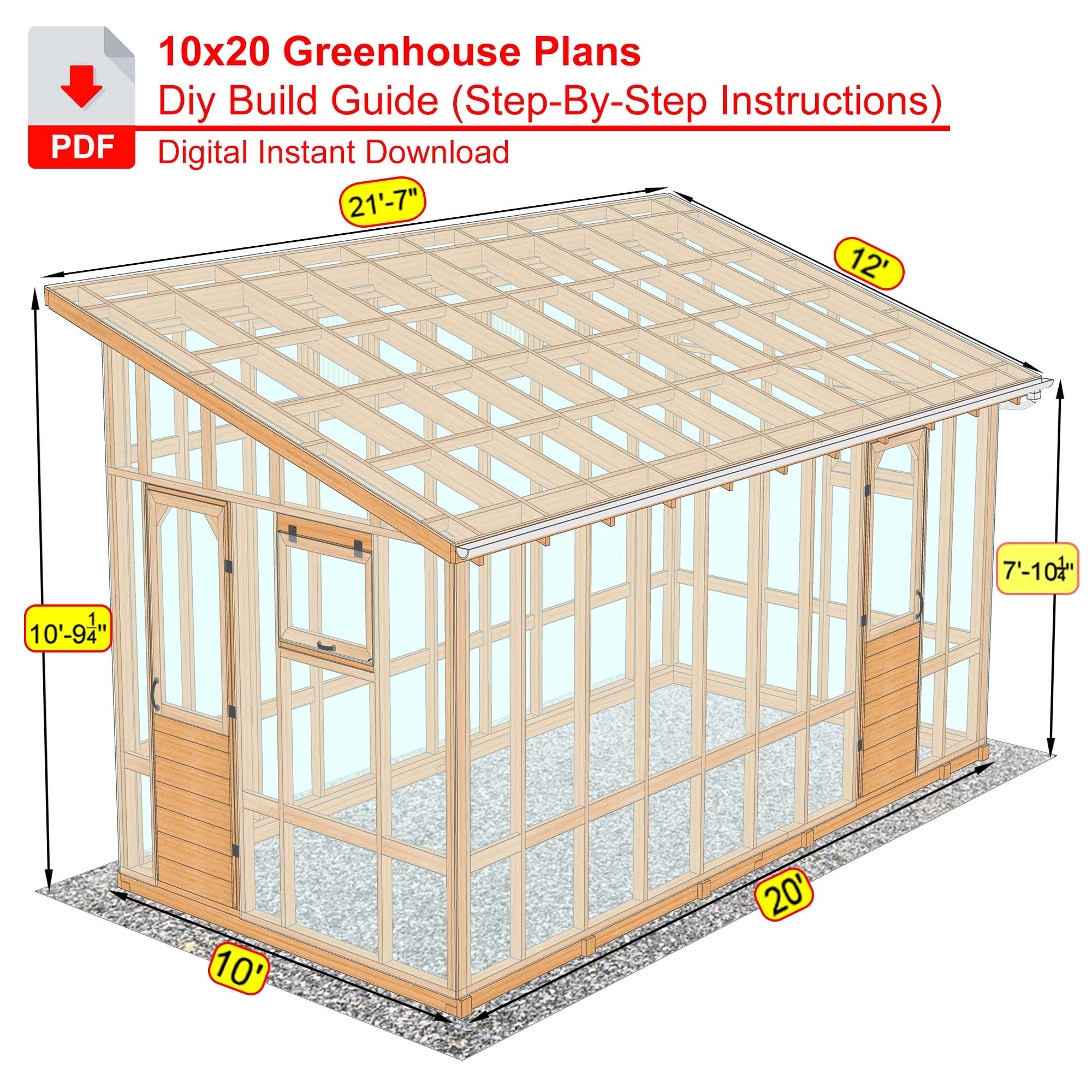 10x20 DIY Greenhouse Plans PDF - DIY woodworking guide