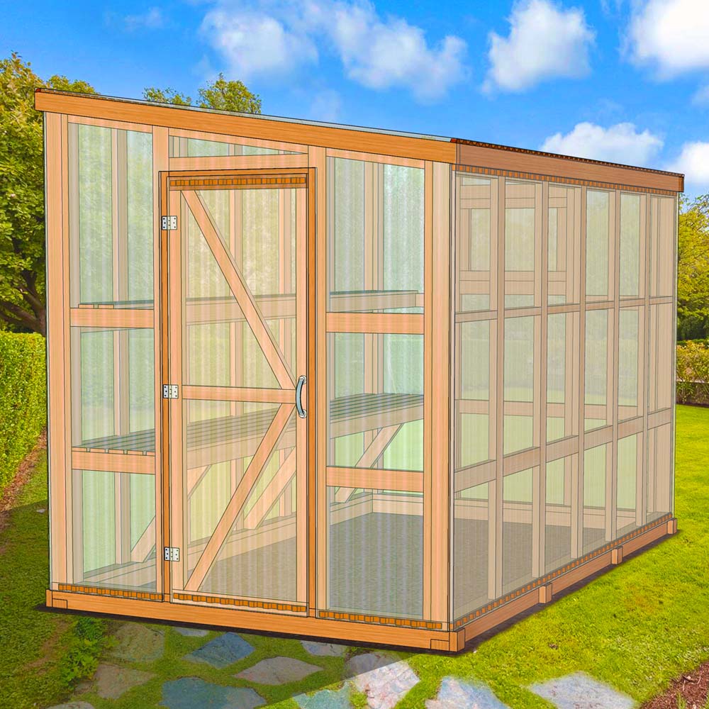 7x12 ft DIY Greenhouse Plan with Slanted Roof