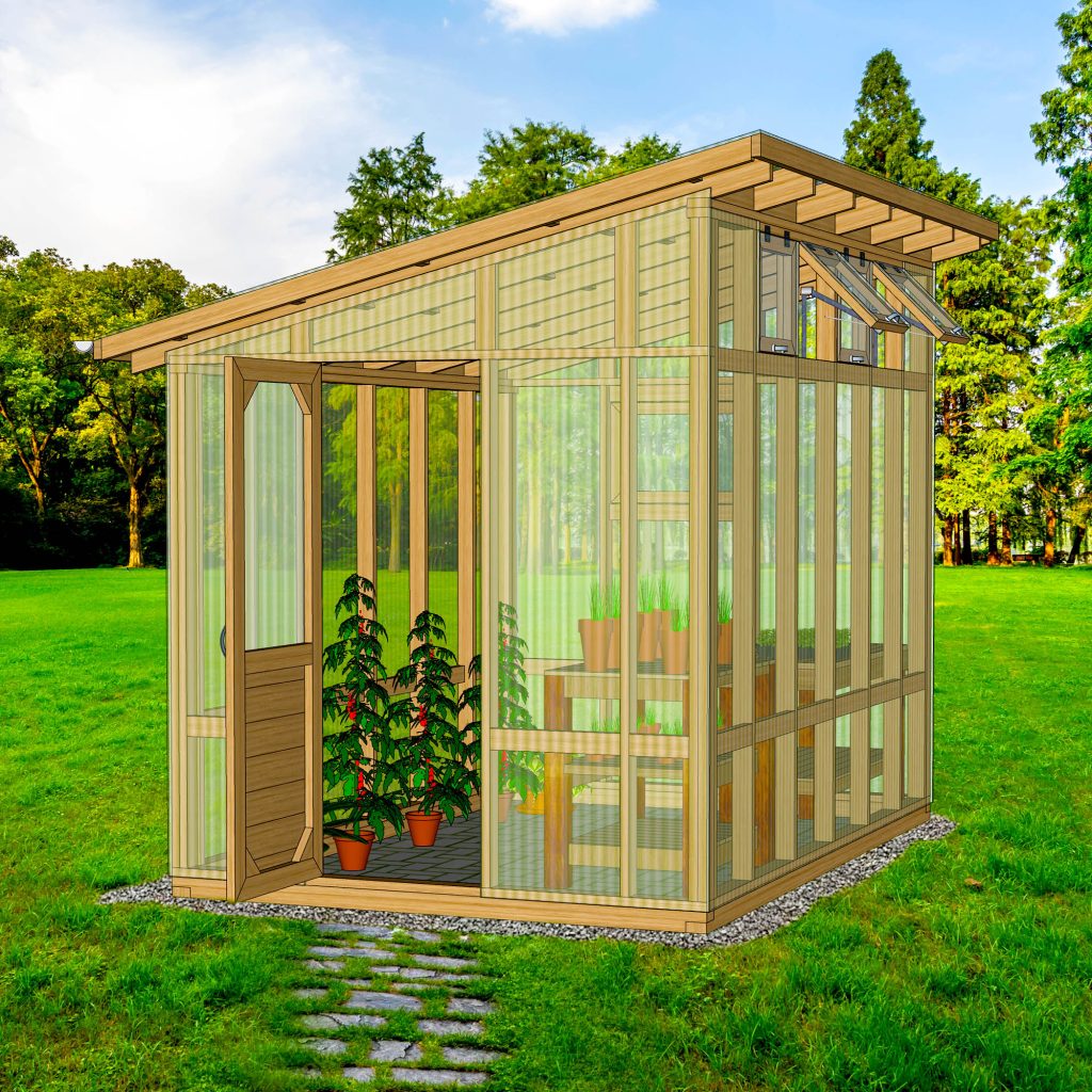 8x12 ft DIY Greenhouse Plans with Slanted Roof