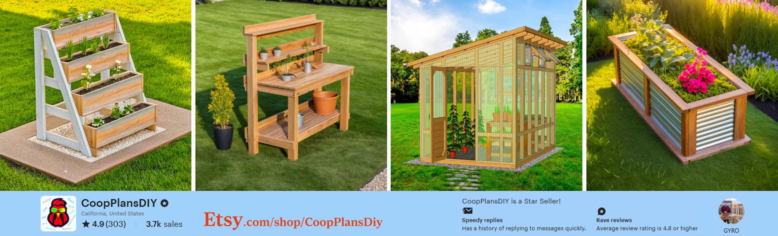 CoopPlansDIY Etsy Store Banner - Greenhouse and Chicken Coop Plans