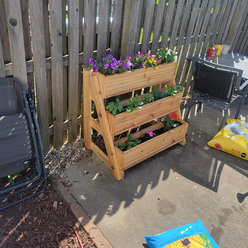 Customer-built 3 tier planter box using CoopPlansDIY instructions