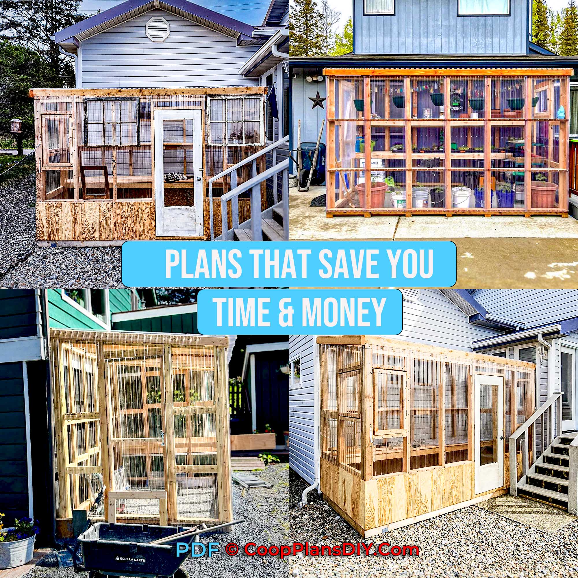 Customer-built Lean to greenhouse from DIY Green house plans