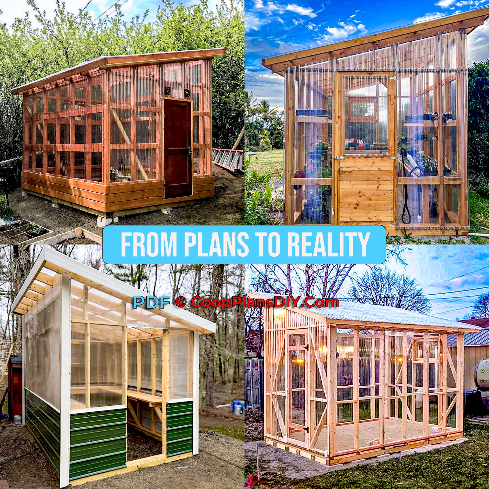 DIY backyard greenhouses built from CoopPlansDIY plans