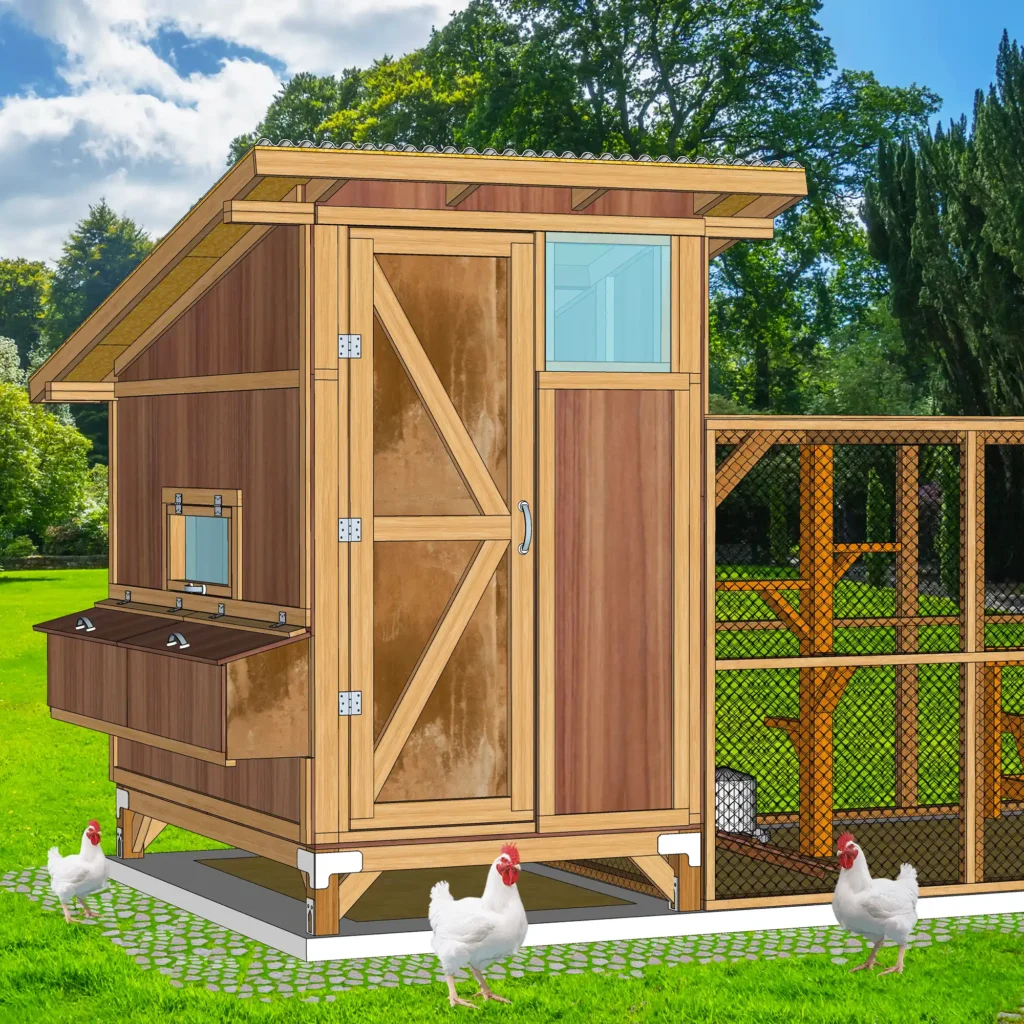 Easy to follow plans with step by step instructions on how to build the chicken coop run pictured.