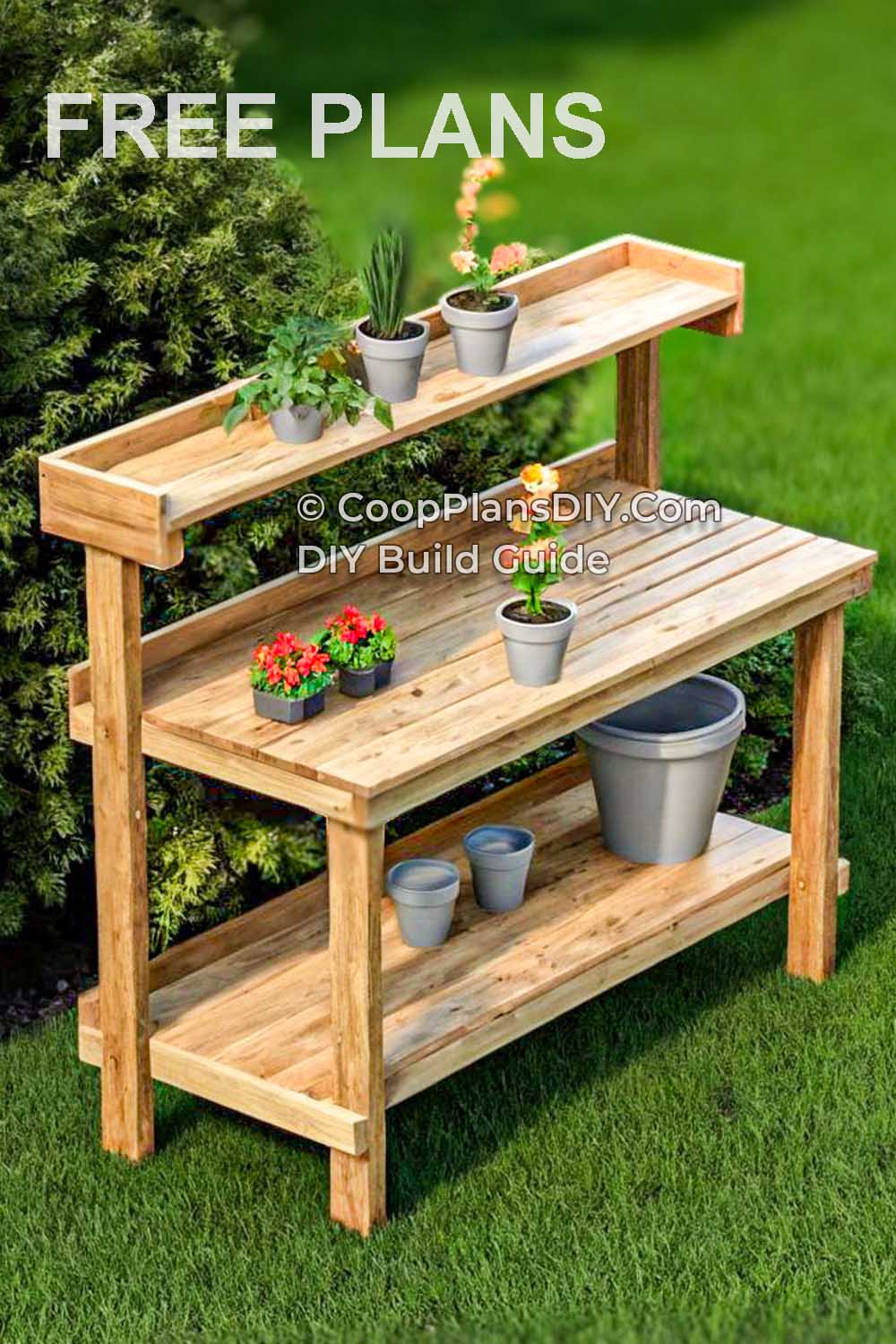 Free Potting Bench Plans Beginner level woodworking project