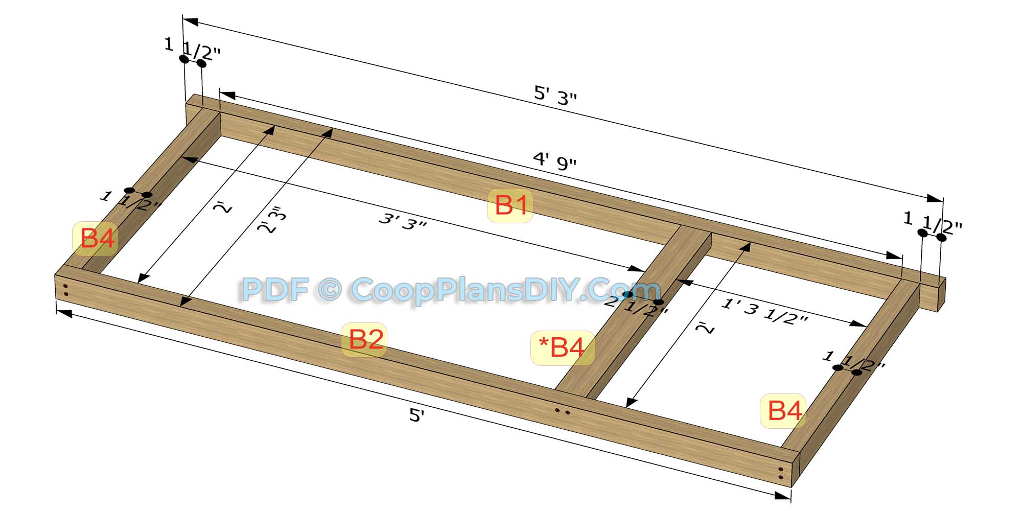 DIY potting bench color coded upper frame