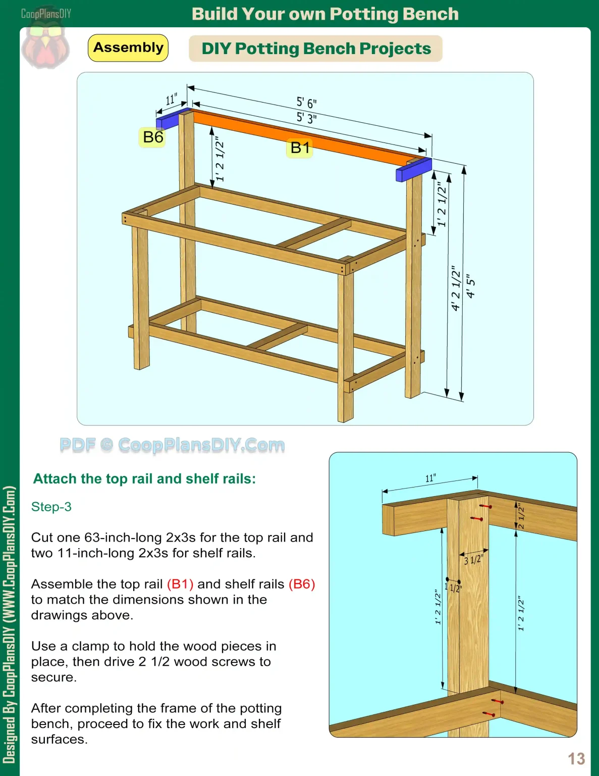 Step-by-step potting bench plans preview page — free woodworking guide